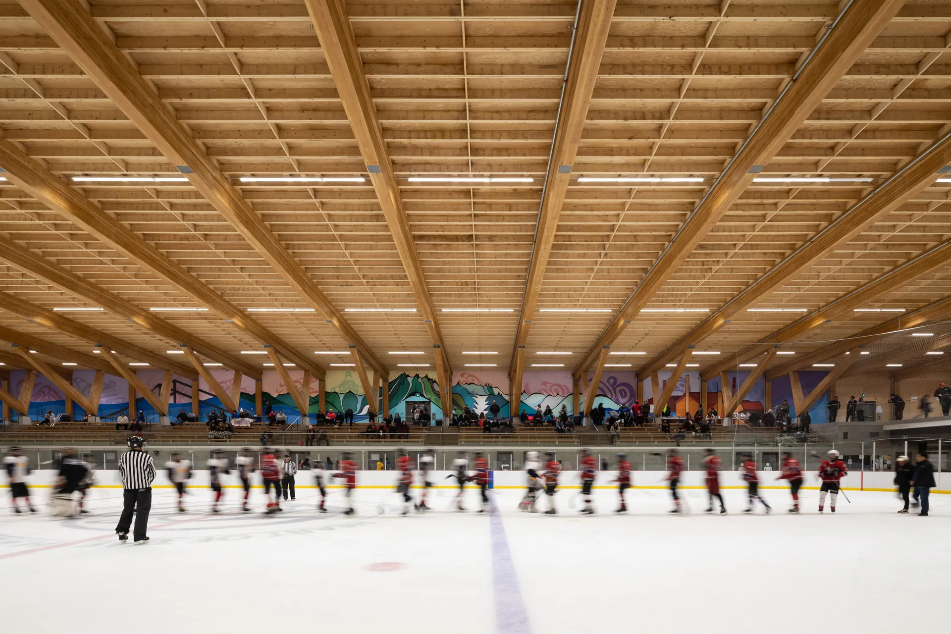 Players shaking hands on the ice
