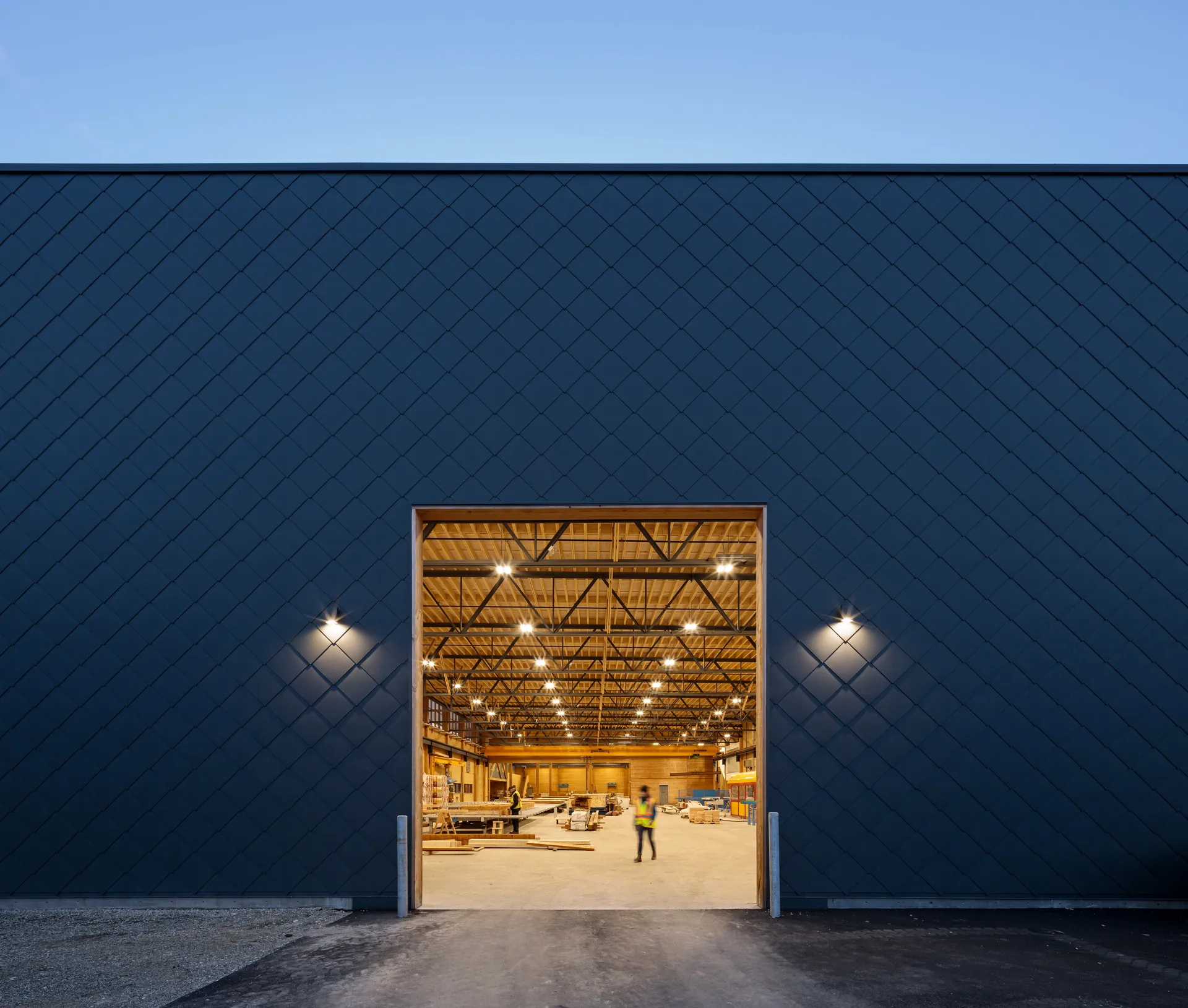 Overhead door at dusk