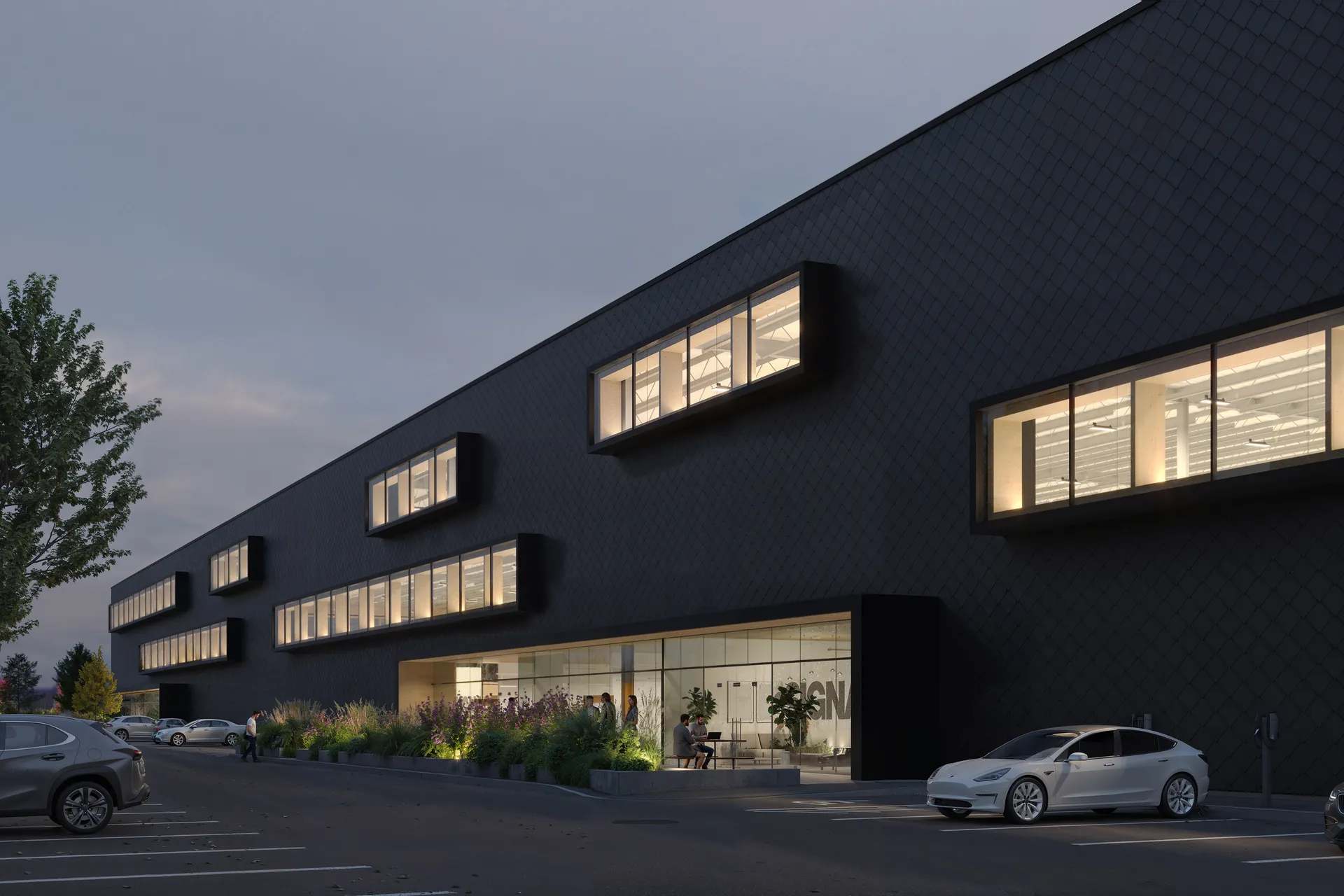 Office entry at night